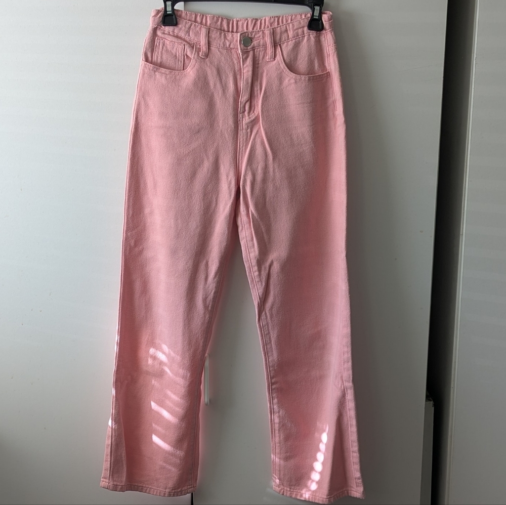 SHEIN Pink Wide Leg Women's Jeans